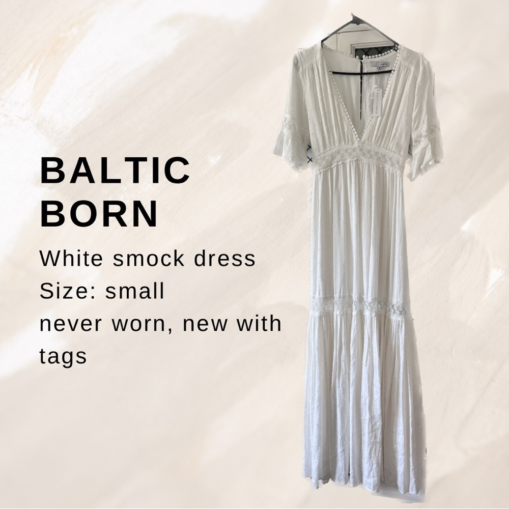 White, lace Baltic Born Rayne Deep V Maxi Dress